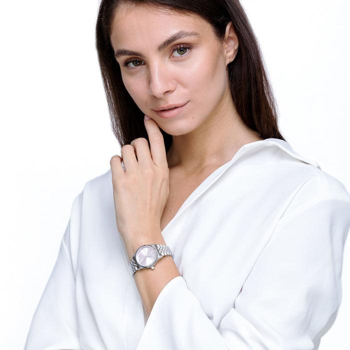 OROLOGIO DONNA CON CASSA IN ACCIAIO QUADRANTE ROSA