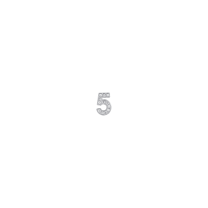 BRELOQUE EN ACIER NUMÉRO 0 AVEC CRISTAUX BLANCS