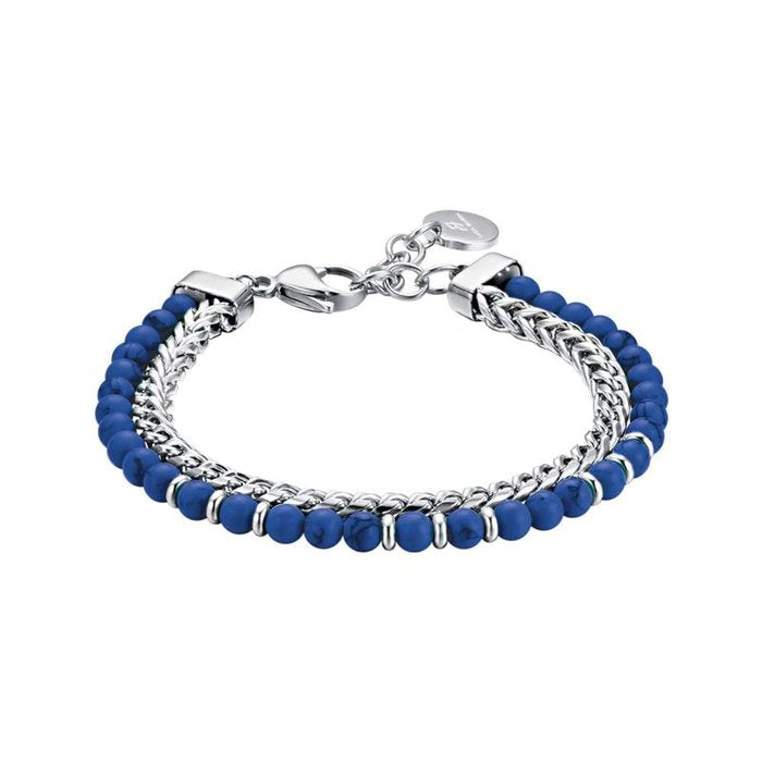 Bracelet en acier avec pierres bleues