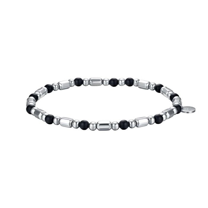 Bracelet en acier avec éléments noirs