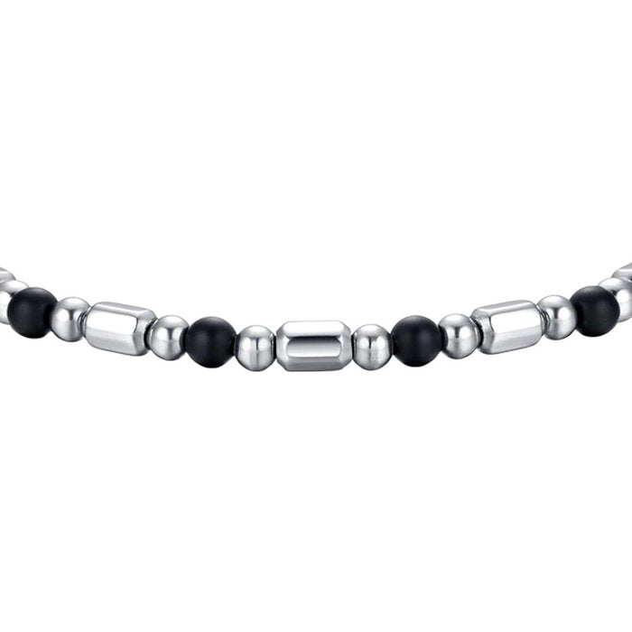 Bracelet en acier avec éléments noirs