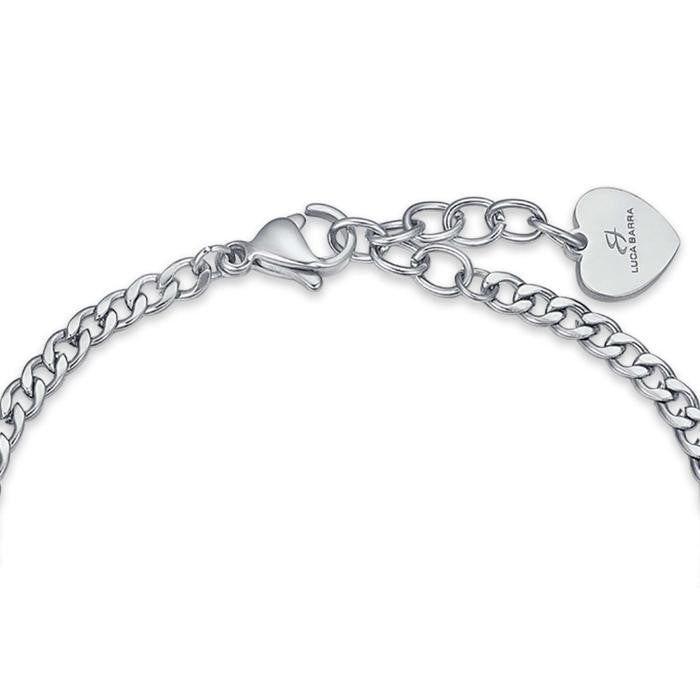 Bracciale In Acciaio Con Cuori E Cristalli Bianchi