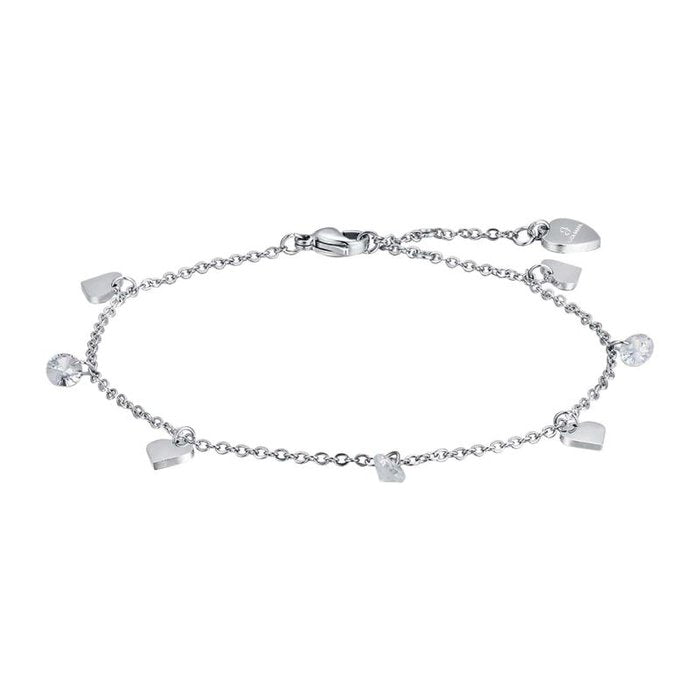Bracelet de cheville en acier avec cristaux blancs
