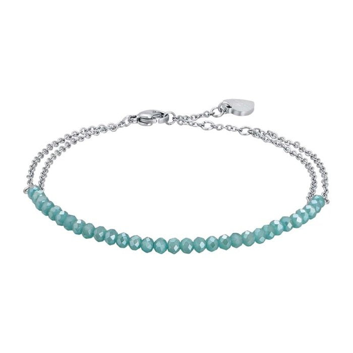 Bracelet de cheville en acier avec cristaux verts