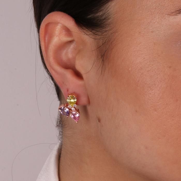 Boucles d'oreilles en argent 925 avec zircones multicolores