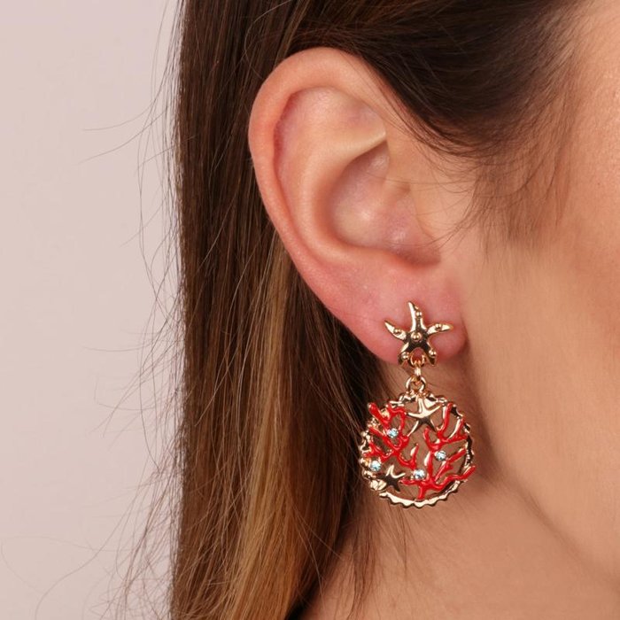 Boucles d'oreilles en métal avec coraux