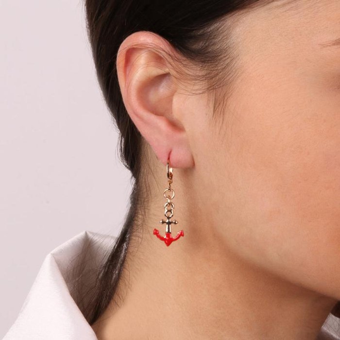 Boucles d'oreilles en métal avec ancre