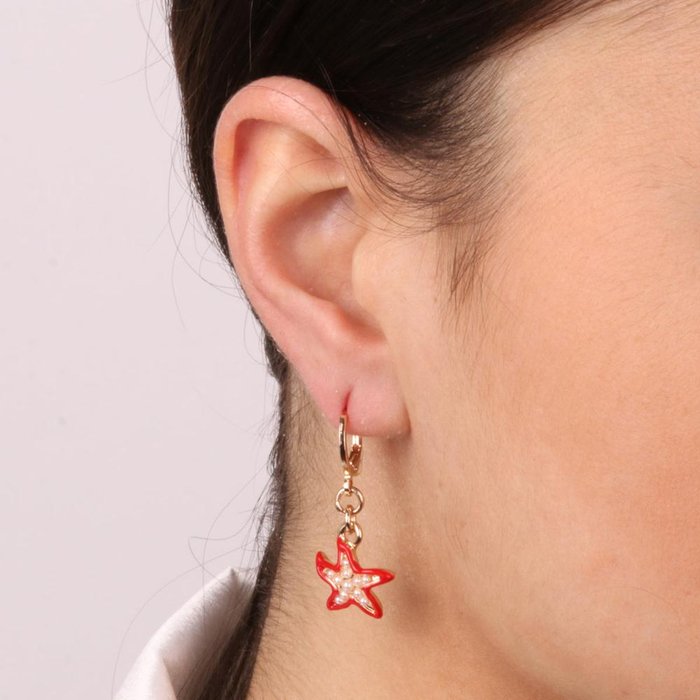 Boucles d'oreilles en métal avec pendentif étoile de mer