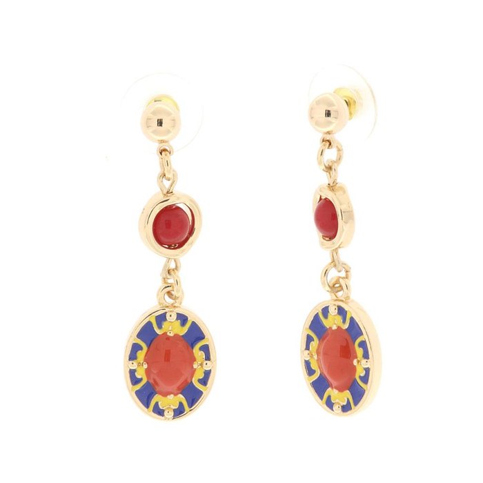 Boucles d'oreilles en métal avec pendentif en majolique