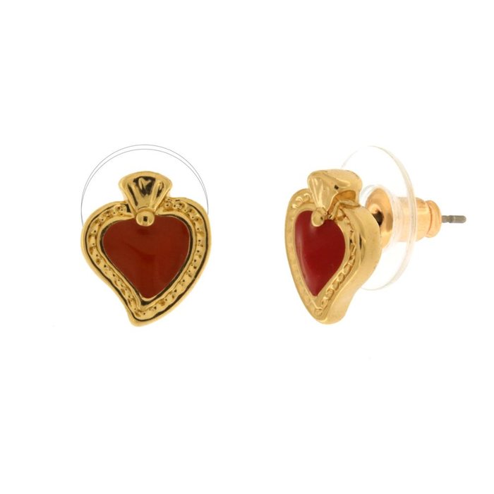 Boucles d'oreilles en métal avec cœur sacré sur le lobe