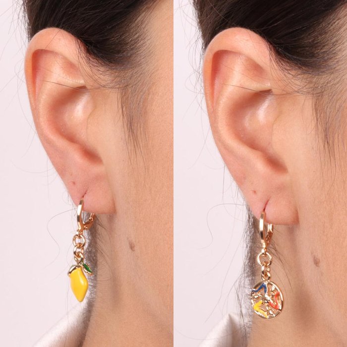 Boucles d'oreilles en métal avec trinacria et citron