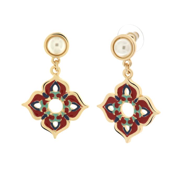 Metal earrings with colored crosses