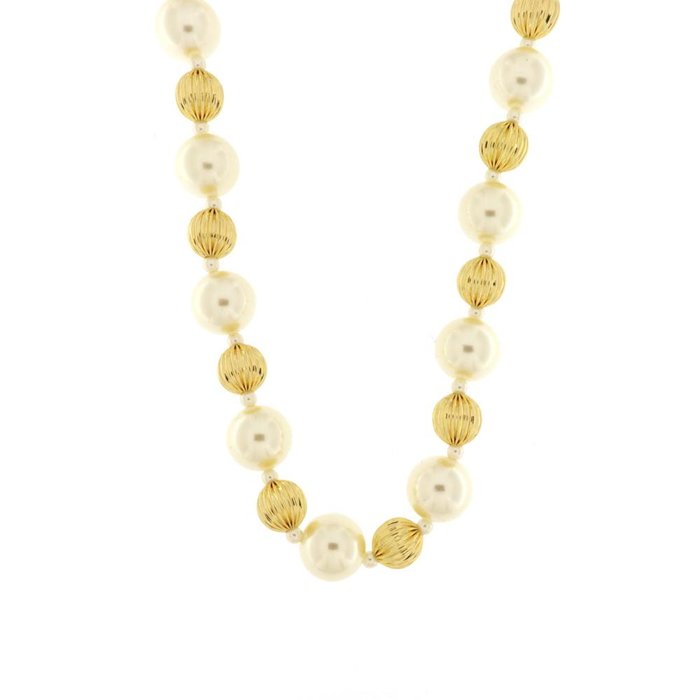 Metal Choker Necklace with Pearls