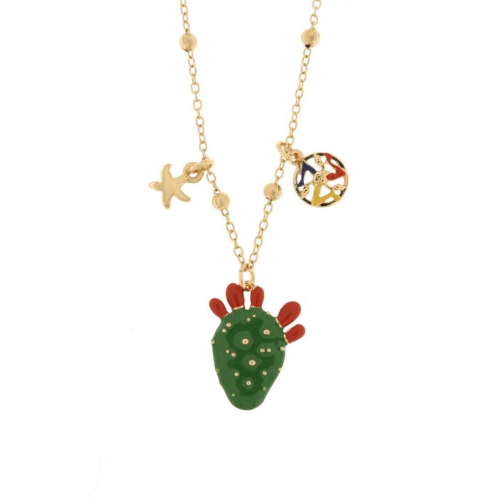 Collier en métal avec pendentif cactus
