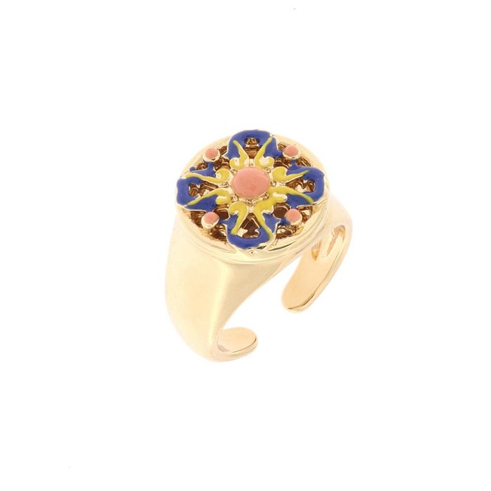 Bague en métal avec majolique