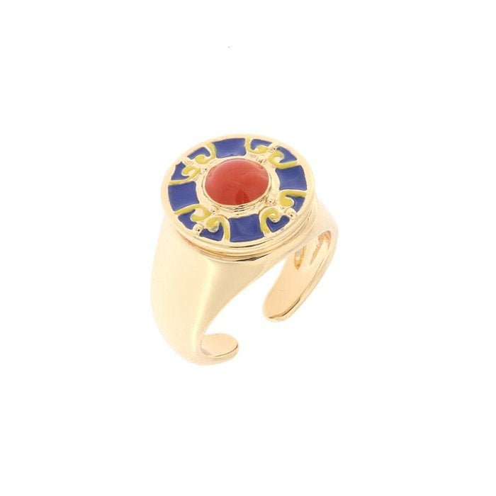 Bague en métal avec majolique