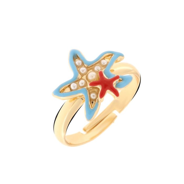 Anello in Metallo con stelle marine colroate