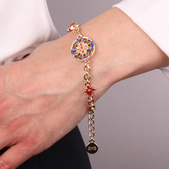 Bracelet en métal avec majolique