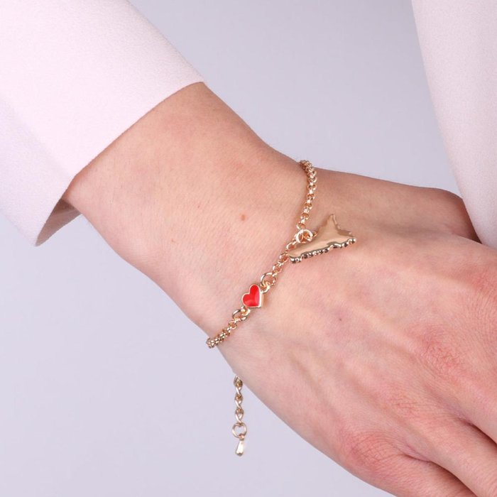 Bracelet en métal avec cœur et pendentif symbole de la Sicile