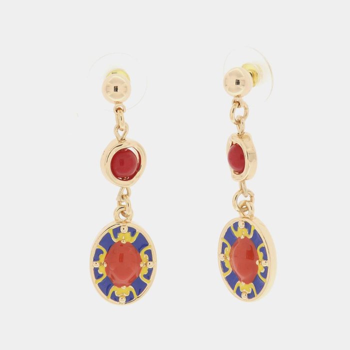 Boucles d'oreilles en métal avec pendentif en majolique