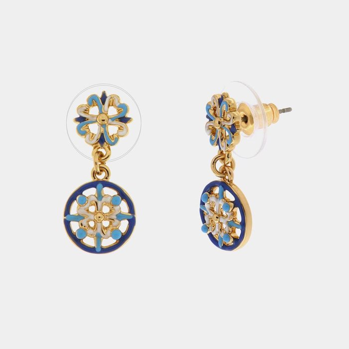 Boucles d'oreilles en métal avec pendentif en majolique colorée