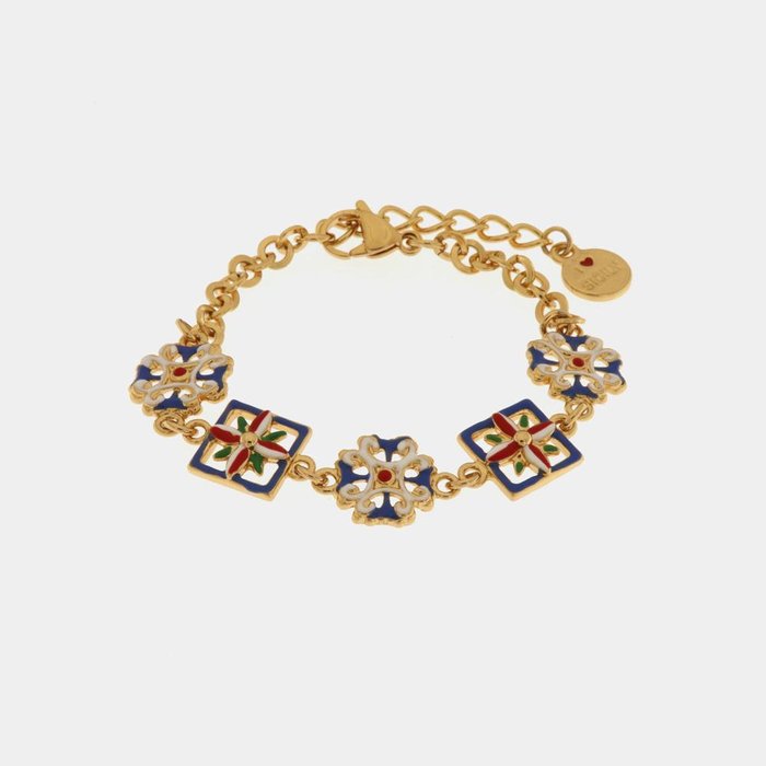 Bracelet en métal avec majolique colorée