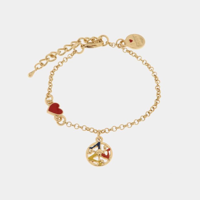 Bracelet en métal avec pendentif cœur et trinacria