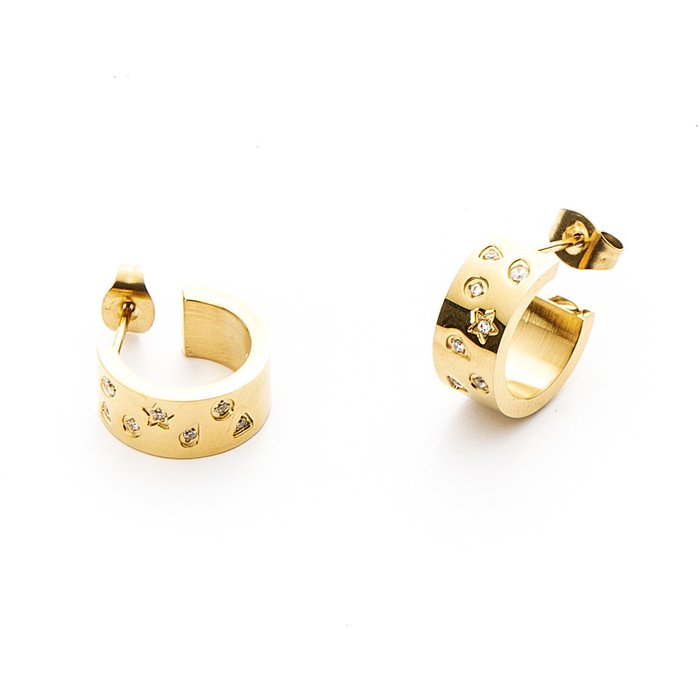 Boucles d'oreilles demi-cercle laminées avec zircone