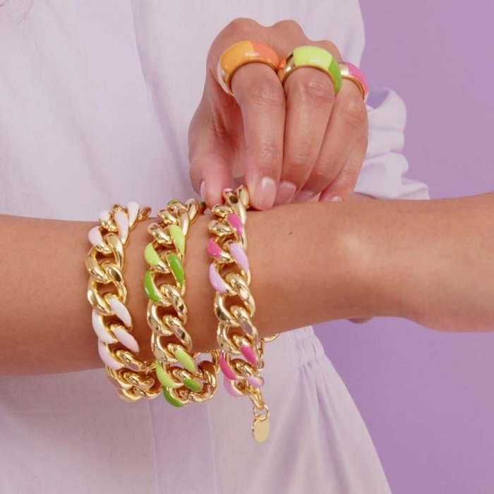 Bracciale groumette con smalto verde