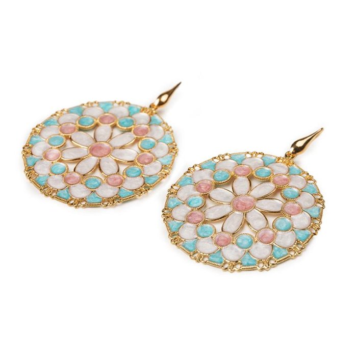 Round Lace Mother of Pearl Earrings