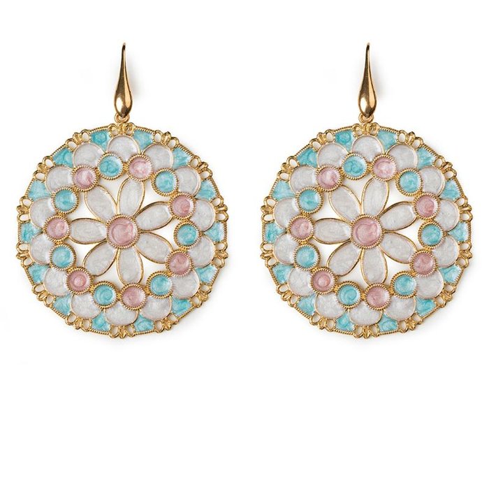 Round Lace Mother of Pearl Earrings