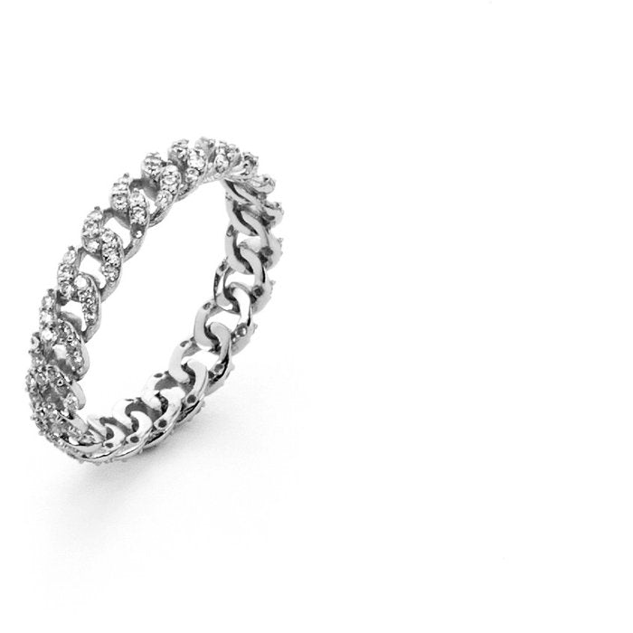 Bague en maille plate avec zircone