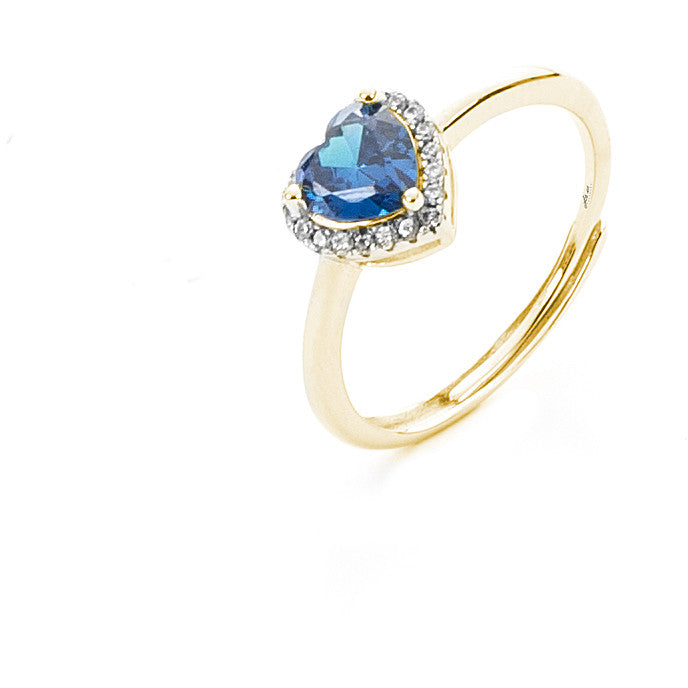 Bague laminée en forme de cœur bleu