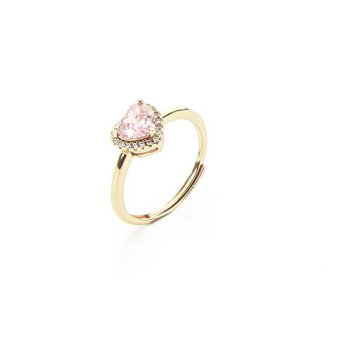 Bague laminée en forme de cœur rose