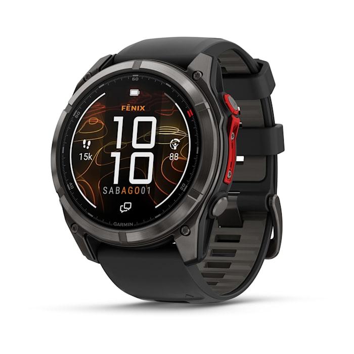 Fenix 8 – 51 mm, MicroLED, Sapphire, Titanio, Carbon Gray DLC con cinturino in silicone Black/pebble grey