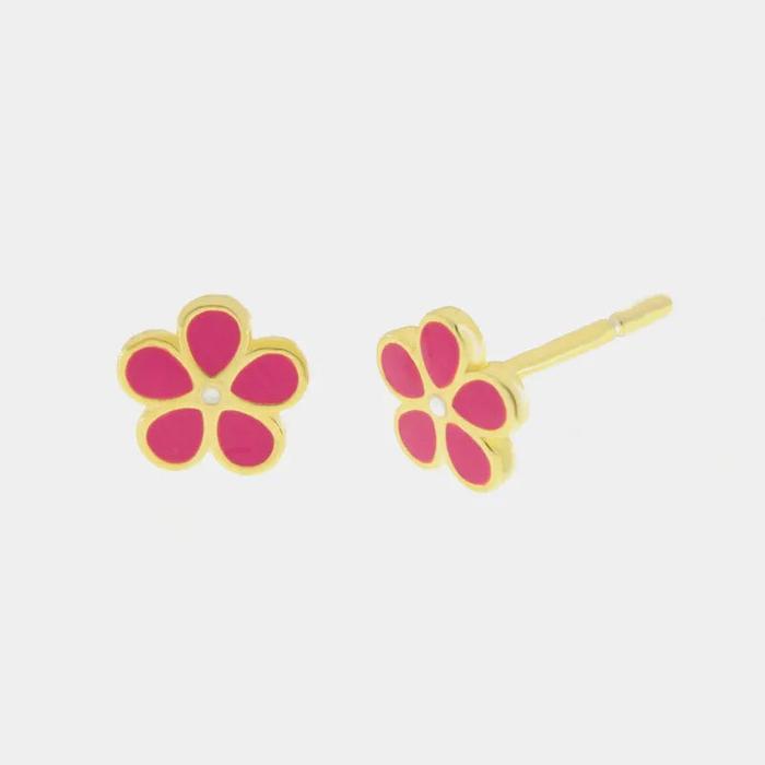 Orecchini in Argento 925 con fiori magenta