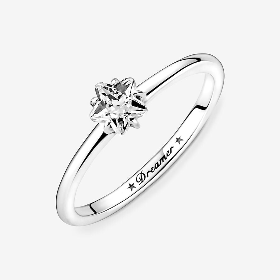 Bague solitaire étoile céleste