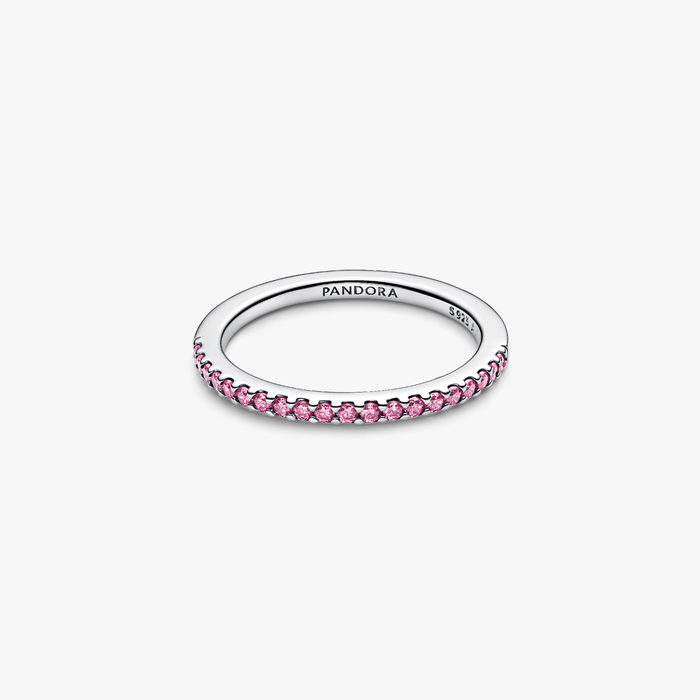 Anello Pavè Fascia Sottile Rosa