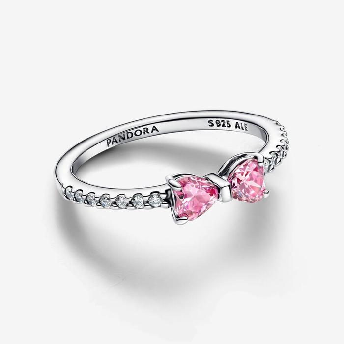 Bague nœud lumineux rose