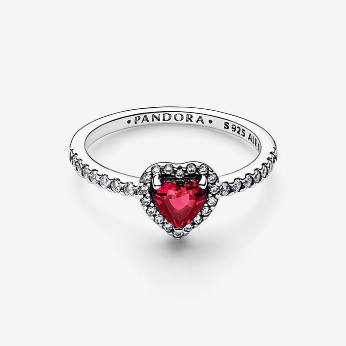 Red Embossed Heart Ring