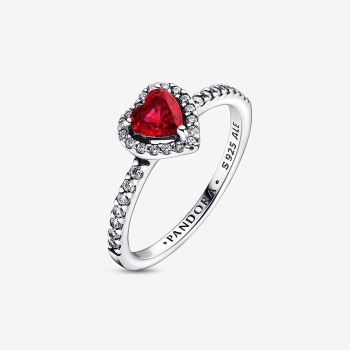 Red Embossed Heart Ring