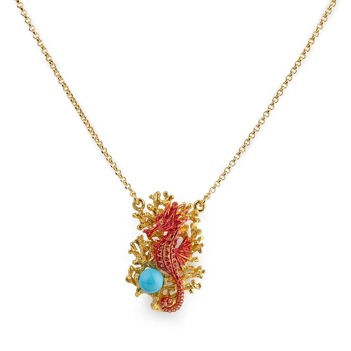 Hippocampus and Coral Necklace