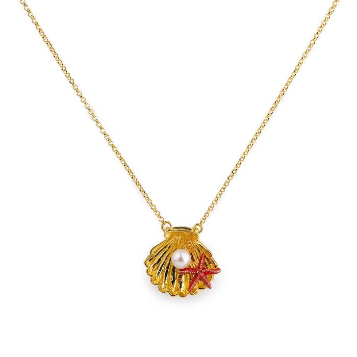Shell and Star Necklace with Pearl