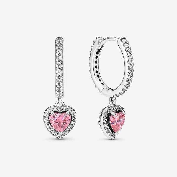 Boucles d'oreilles créoles en forme de cœur rose