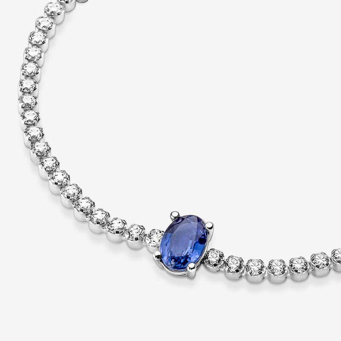 Tennis Bracelet with Blue Stone