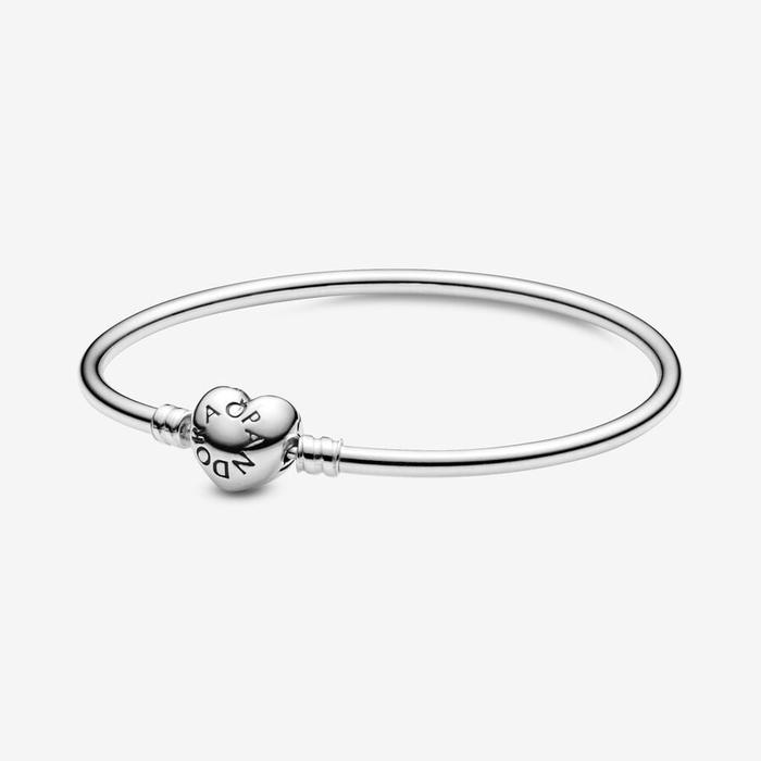 Rigid Bracelet with Heart Clasp