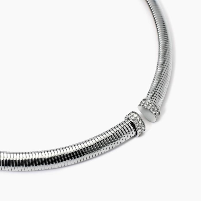Tubogas choker in steel and crystals