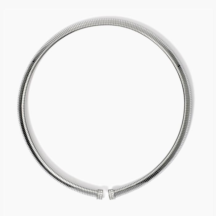 Tubogas choker in steel and crystals