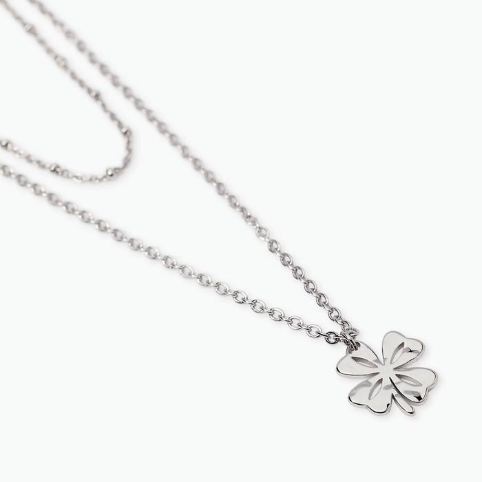 Collana con doppia catena e quadrifoglio Style 57