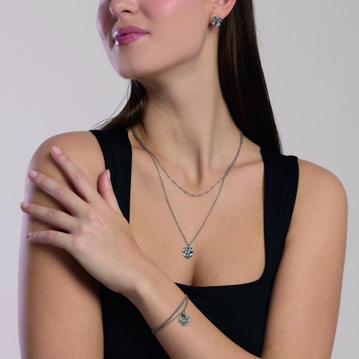 Collana con doppia catena e quadrifoglio Style 57
